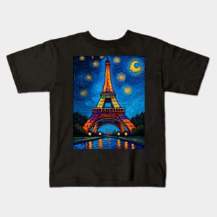 Eiffel Tower in Starry Night Kids T-Shirt